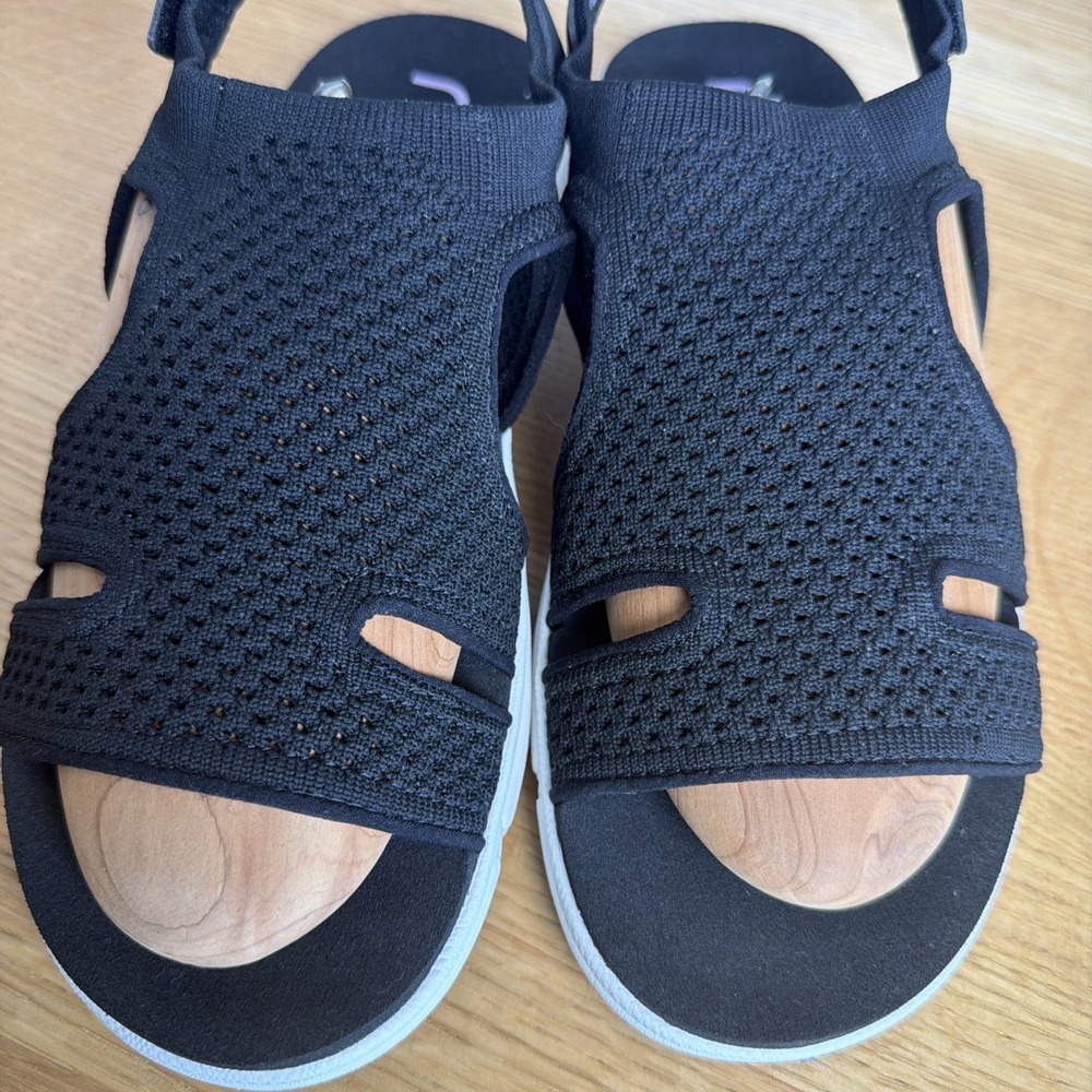 Ryka Black Knit Slingback Sandals with White Sole - Picture 2 of 7